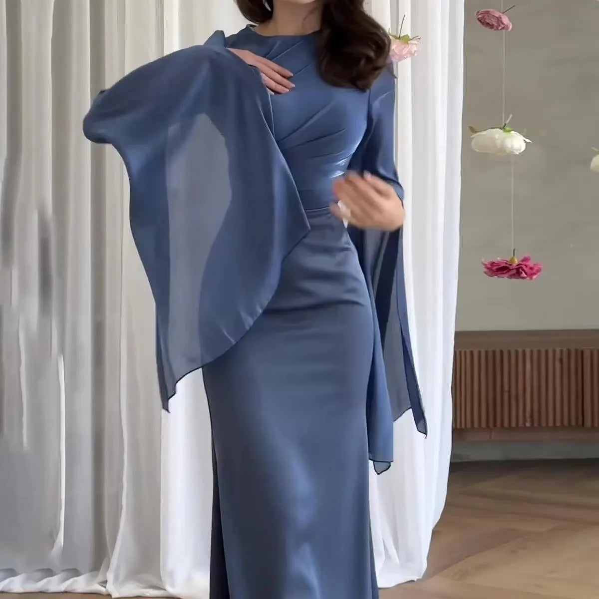 โจ Draped Evening Gown โ Grace in Every Detail