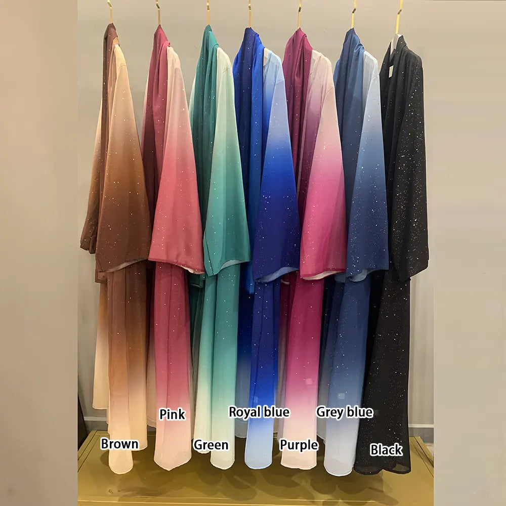Elegant Gradient Abaya with Sparkle Details