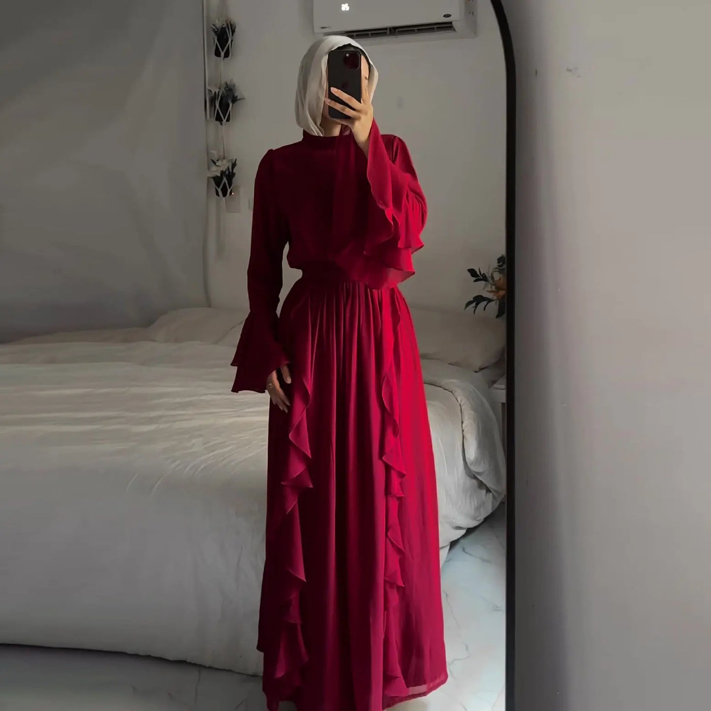 ๐น Ruffle Maxi Dress โ Modest & Feminine Elegance