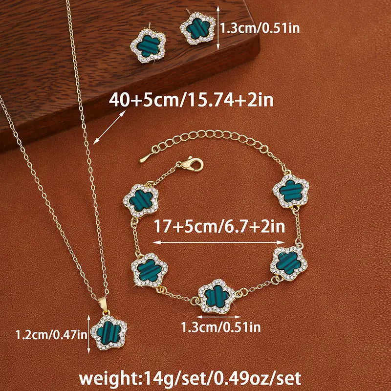 Luxury Flower-Inspired Jewelry Set – Necklace, Bracelet & Earrings