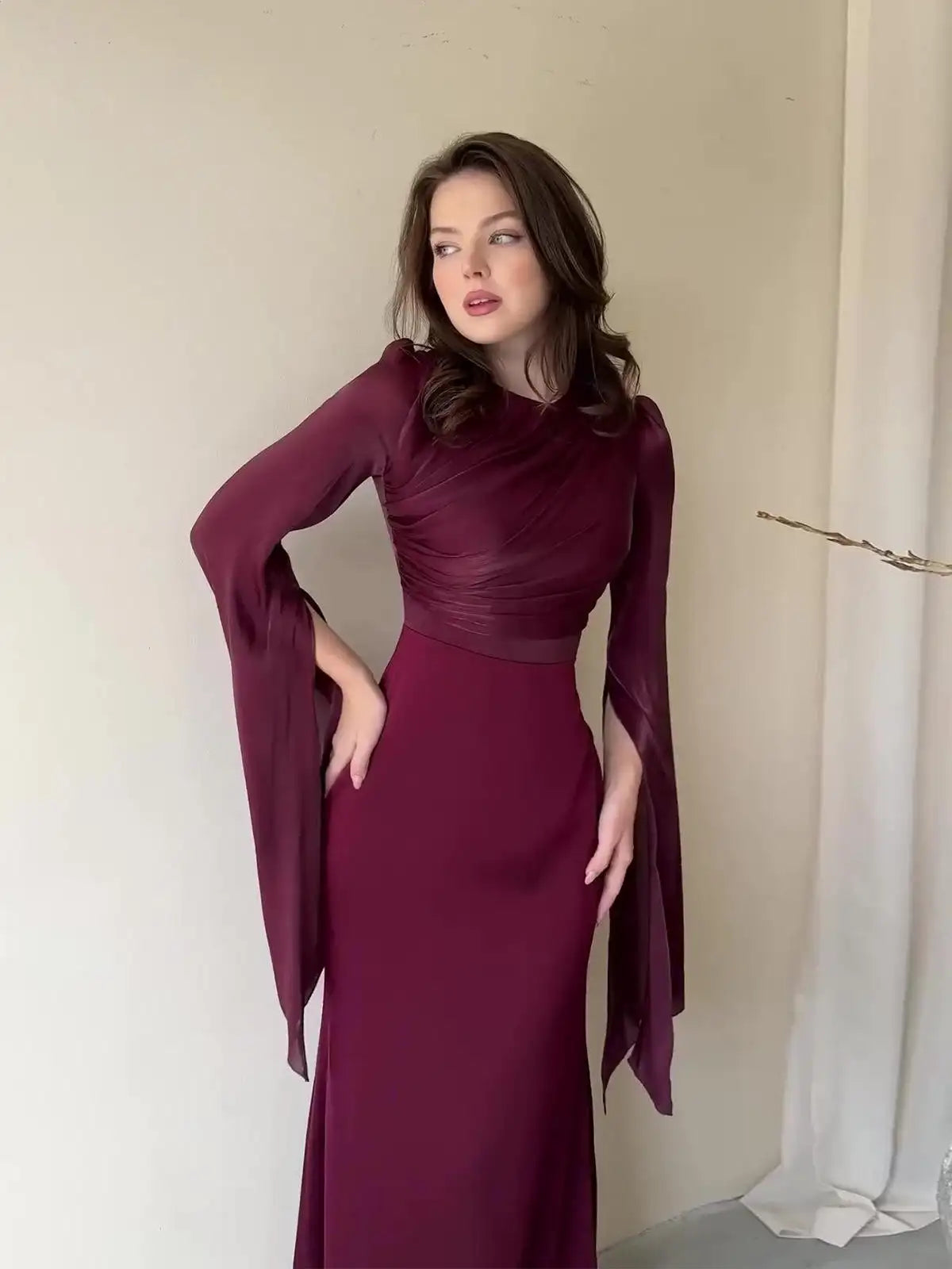 โจ Draped Evening Gown โ Grace in Every Detail
