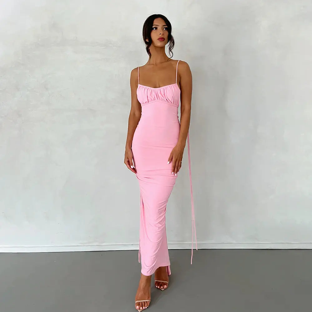 Elegant Backless Evening Dress – Available in Lilac & Black