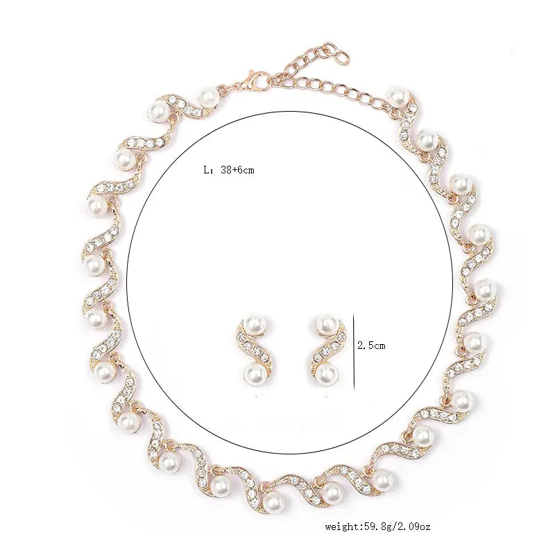 Elegant Pearl & Crystal Jewelry Set โ Available in Gold or Silver