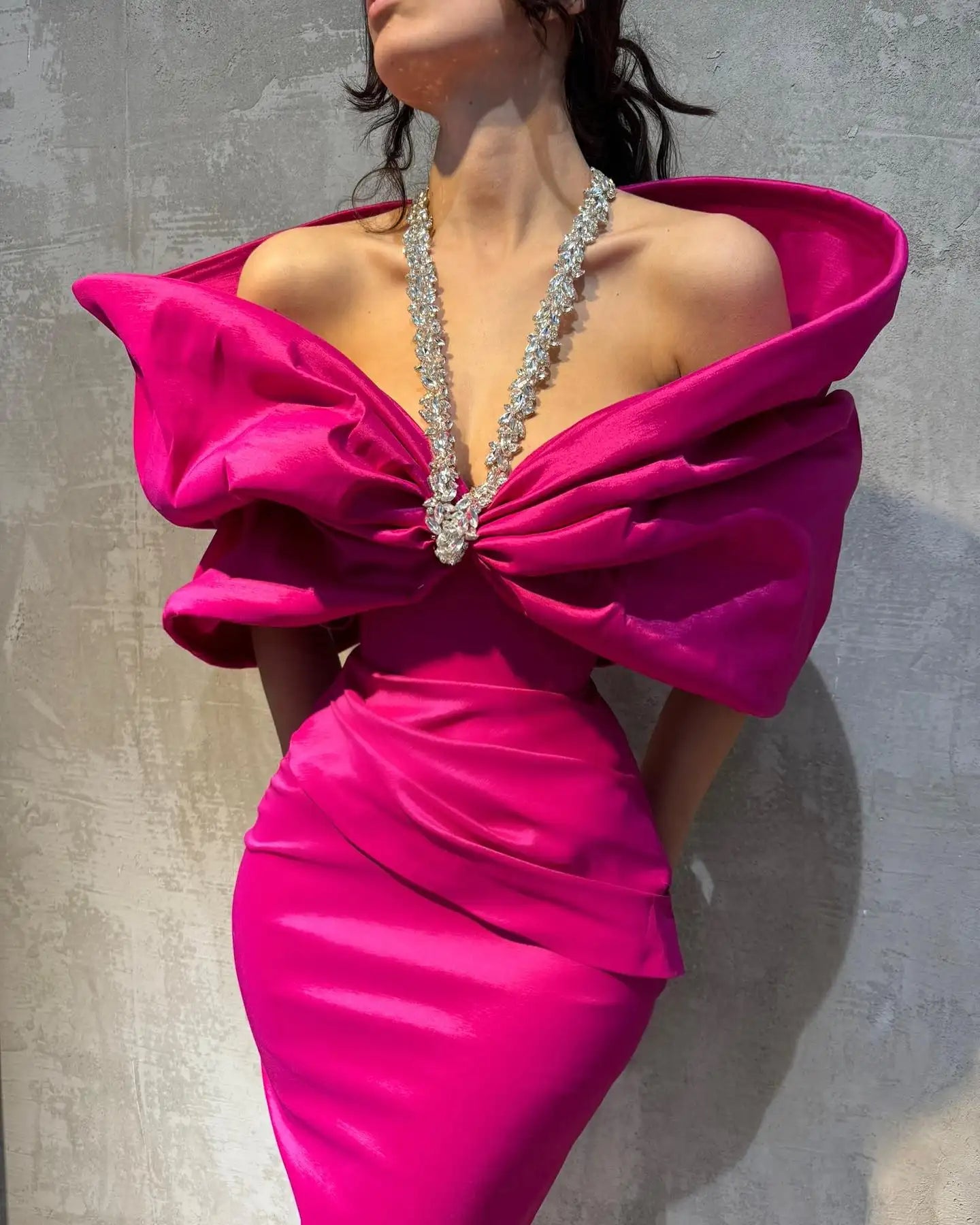 Luxury Off-Shoulder Evening Dress โ Black / Red / Pink