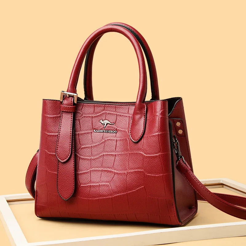 Classic Croc-Texture Handbag – Sophisticated & Functional