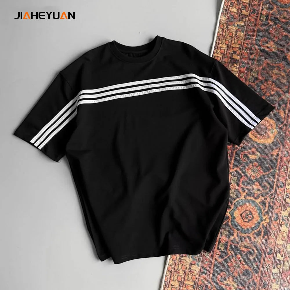 Men’s Casual Stripe Panel T-Shirt – Sporty & Modern