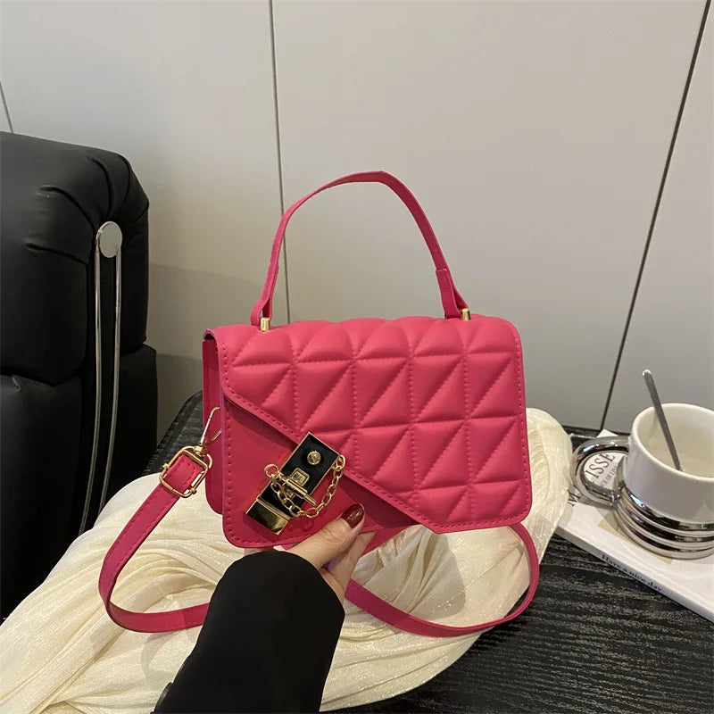 Mini Quilted Lock Shoulder Bag โ Elegant, Trendy & Secure