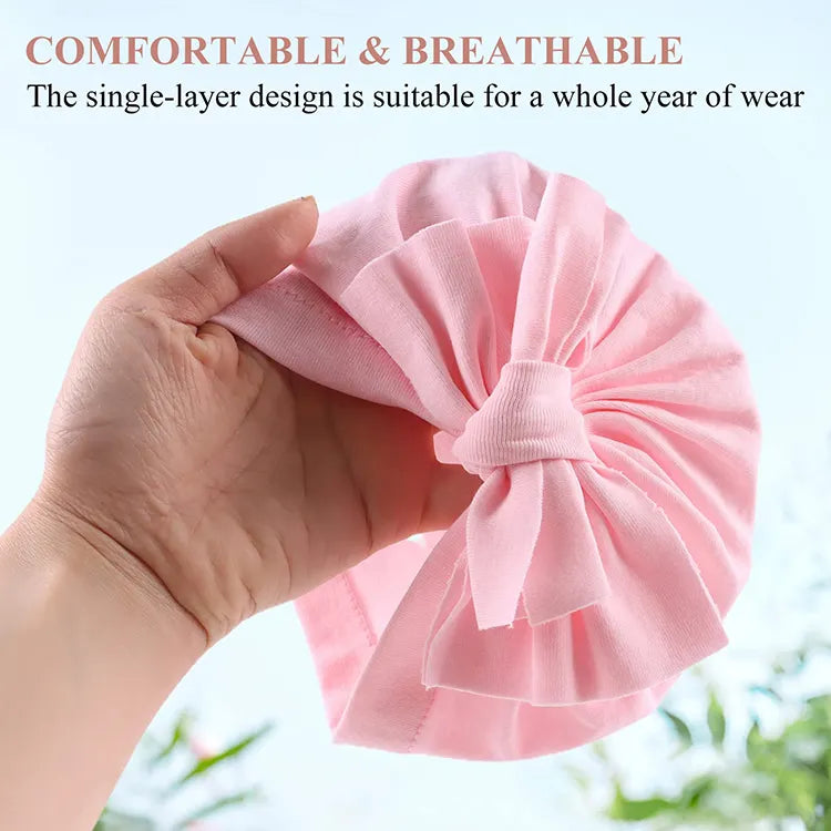Baby Turban Hat with Large Bow โ Soft & Stretchy