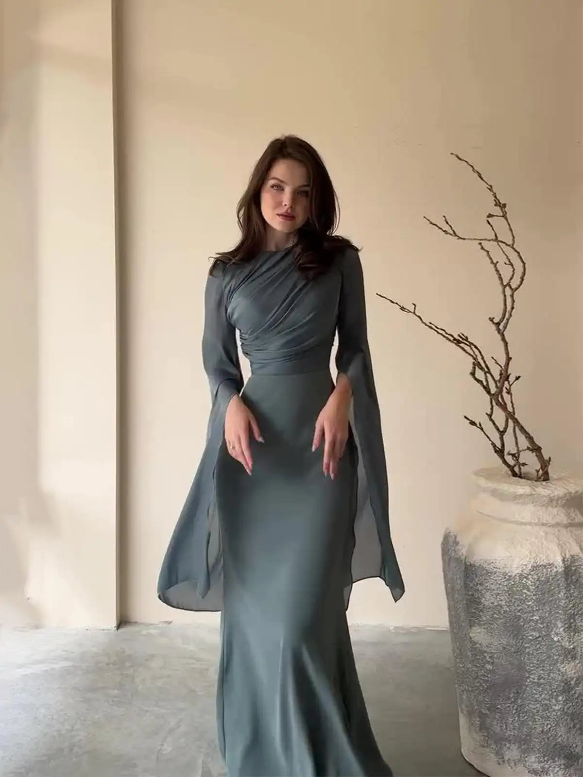 โจ Draped Evening Gown โ Grace in Every Detail