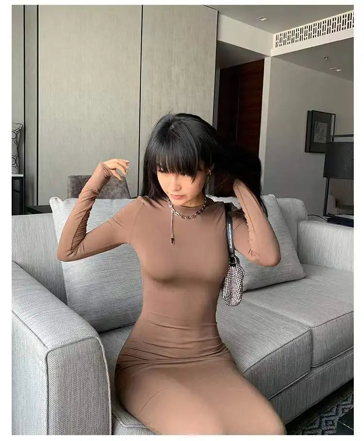 Women's Bodycon Long Sleeve Maxi Dress – Elegant & Minimal