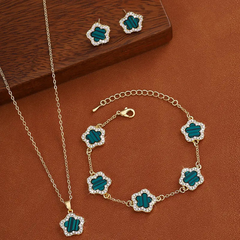 Luxury Flower-Inspired Jewelry Set – Necklace, Bracelet & Earrings