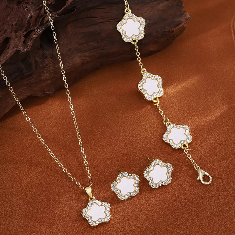 Luxury Flower-Inspired Jewelry Set – Necklace, Bracelet & Earrings