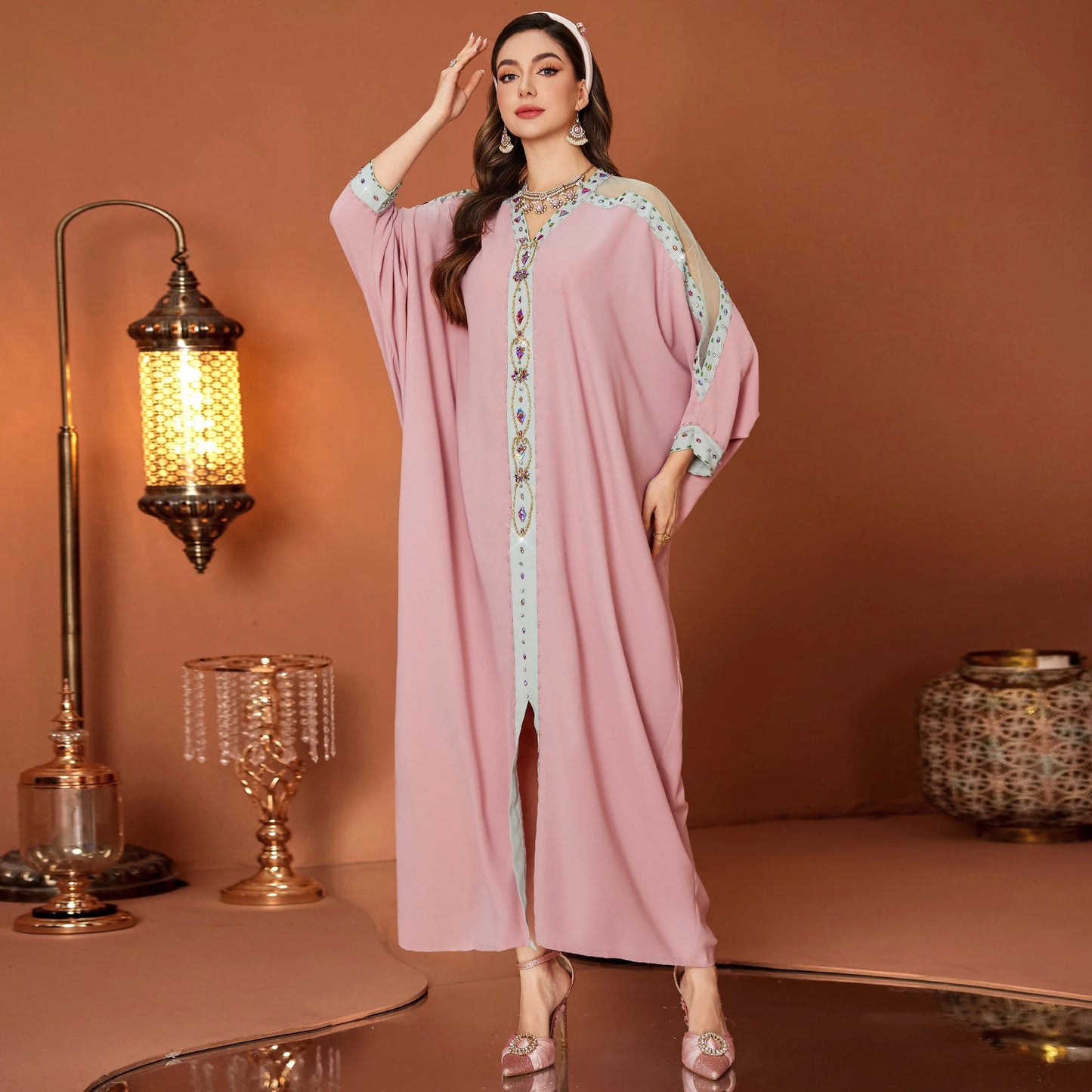 Women’s Embroidered Open Abaya – Elegant Kaftan for Special Occasions