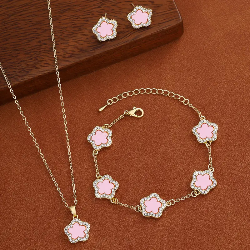 Luxury Flower-Inspired Jewelry Set – Necklace, Bracelet & Earrings
