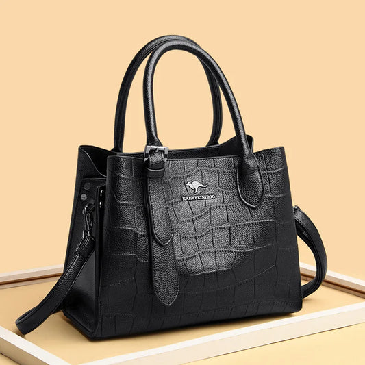 Classic Croc-Texture Handbag – Sophisticated & Functional