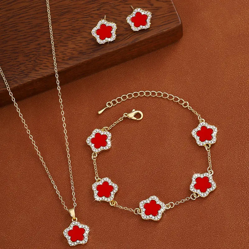 Luxury Flower-Inspired Jewelry Set – Necklace, Bracelet & Earrings