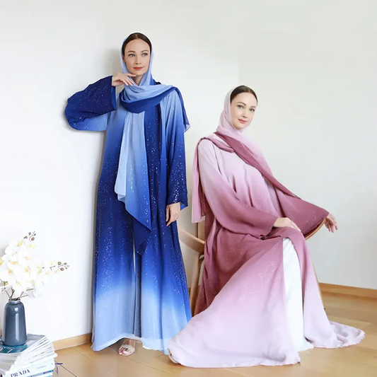 Elegant Gradient Abaya with Sparkle Details