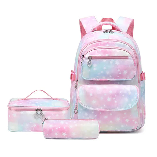 🎒 3-in-1 School Backpack Set – Starry Pastel Edition
