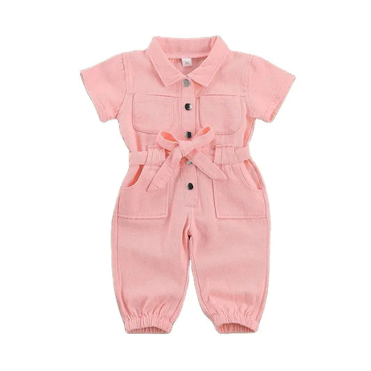 Baby/Toddler Utility Romper – Soft Cotton Jumpsuit with Pockets & Belt