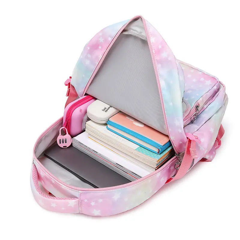 🎒 3-in-1 School Backpack Set – Starry Pastel Edition