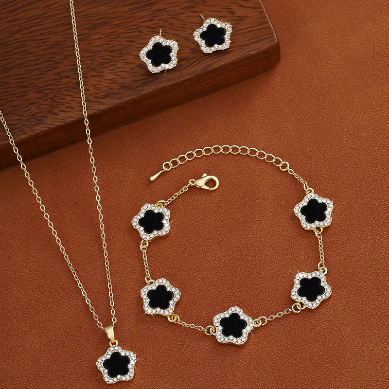 Luxury Flower-Inspired Jewelry Set – Necklace, Bracelet & Earrings