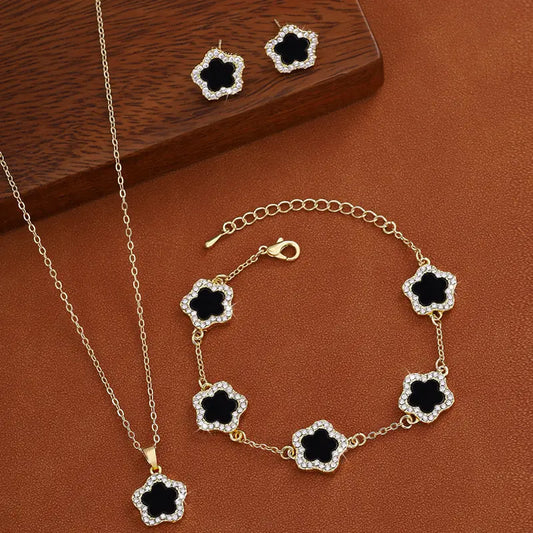 Luxury Flower-Inspired Jewelry Set – Necklace, Bracelet & Earrings